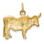 14K Gold Men's Steer Pendant with Polished Textured Finish