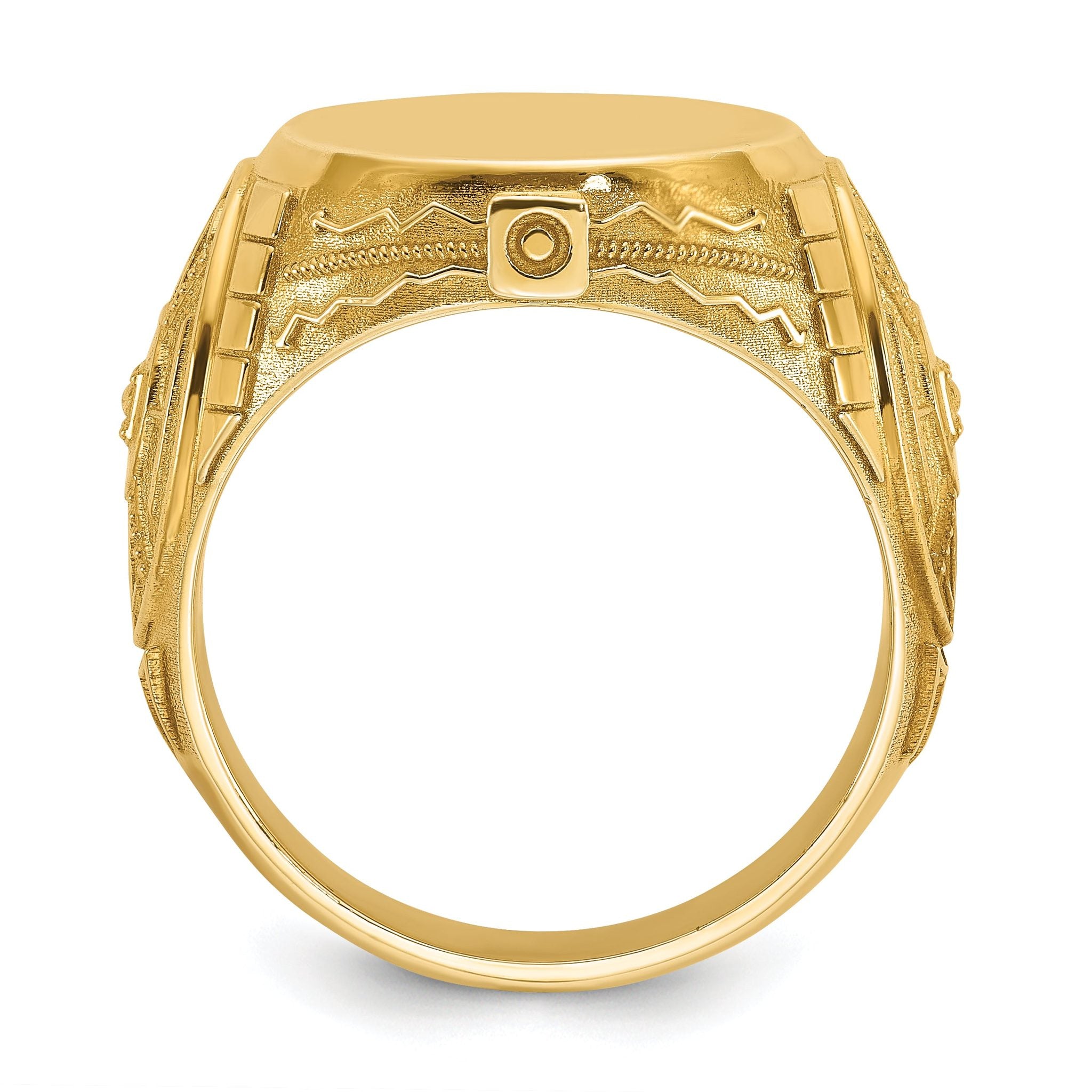 14k 18.5x15.75mm Men's Round Signet Ring
