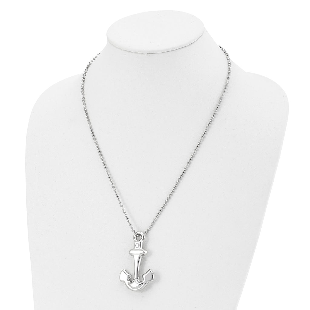 Anchor Pendant Necklace in Stainless Steel, 22"