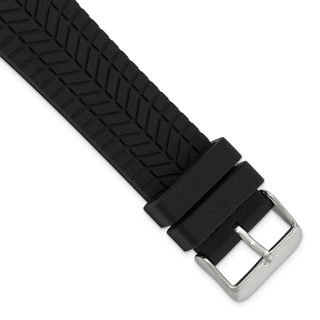 Tread Silicone Watch Band in Black with Stainless Steel Buckle, 22mm
