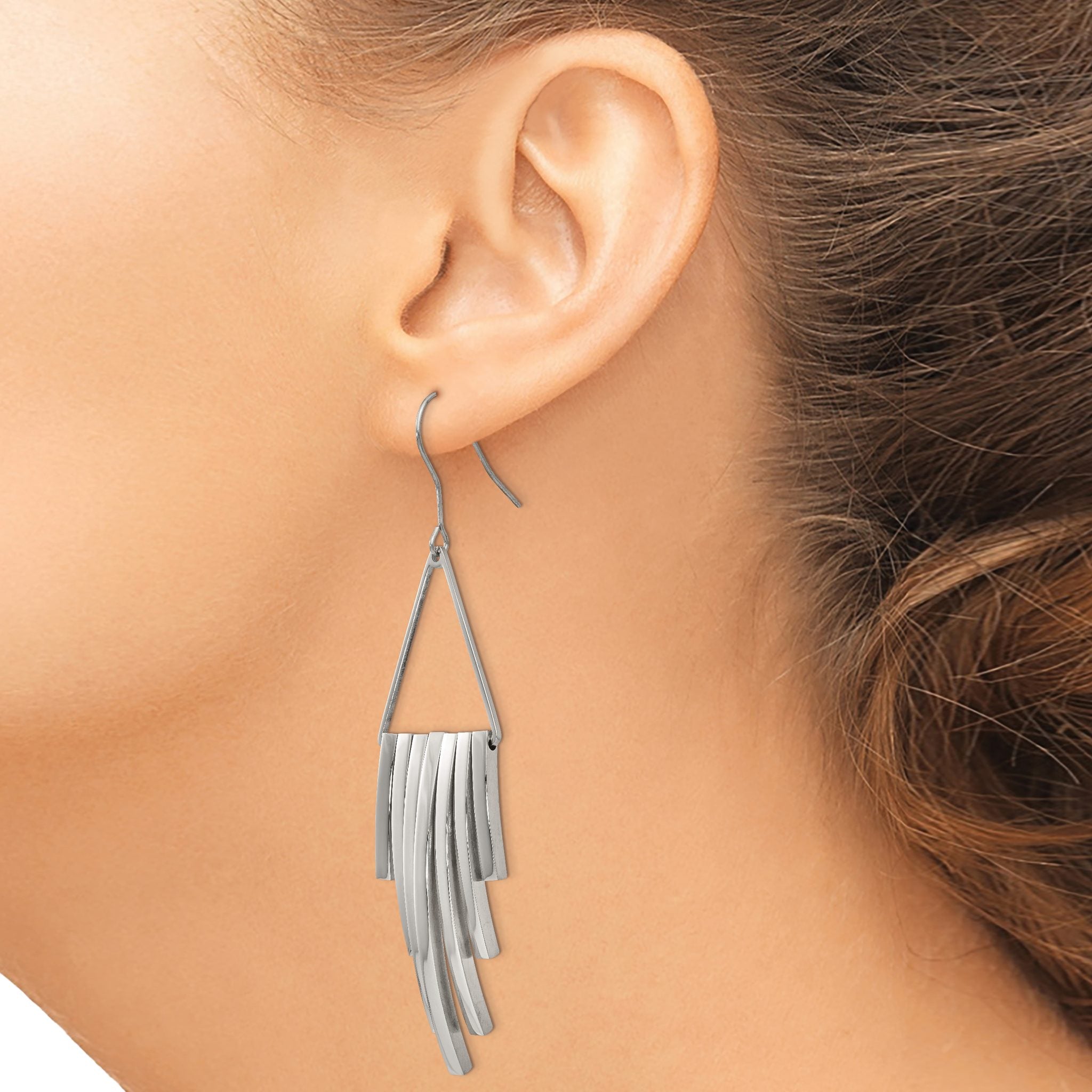 Stainless Steel Polished Drop Dangle Earrings for Women