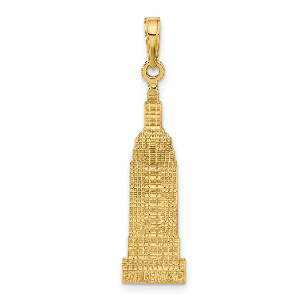 14K Gold Empire State Building Pendant with Polished Textured Finish