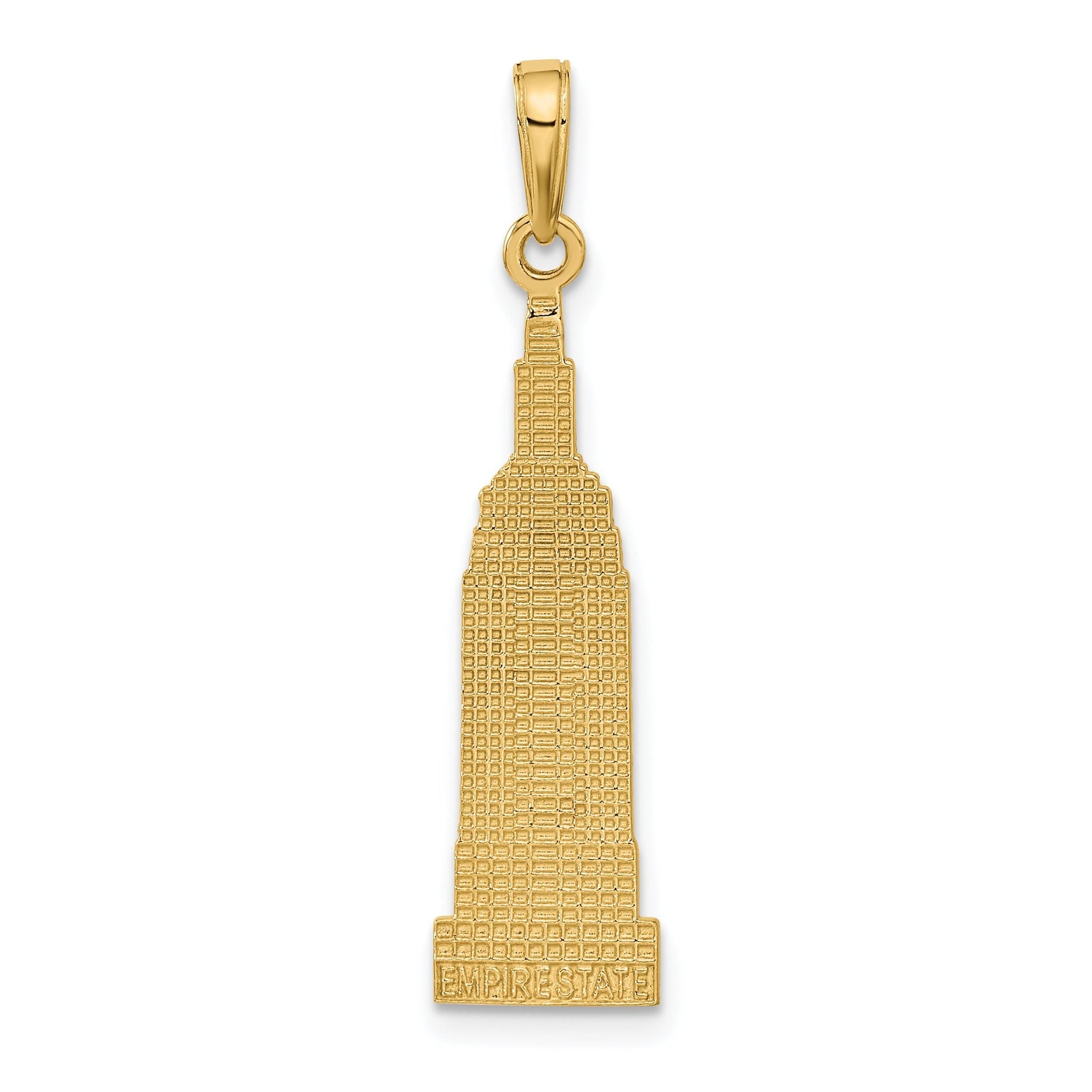 14K Gold Empire State Building Pendant with Polished Textured Finish