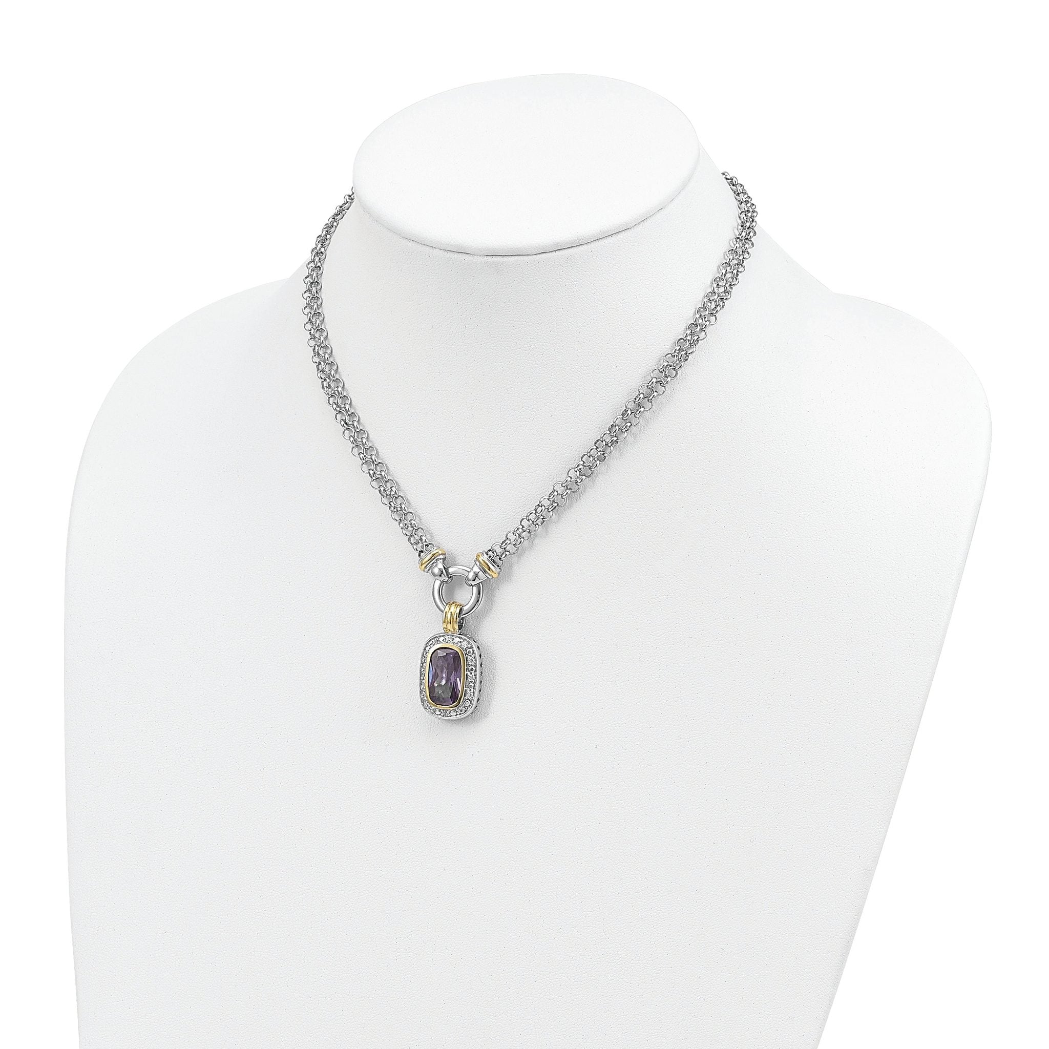 Sterling Silver Flash Gold-plated CZ Necklace
