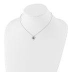 Cheryl M Sterling Silver Rhodium-plated Brilliant-cut Green Glass and Brilliant-cut White CZ Four Leaf Clover 15 Inch Necklace