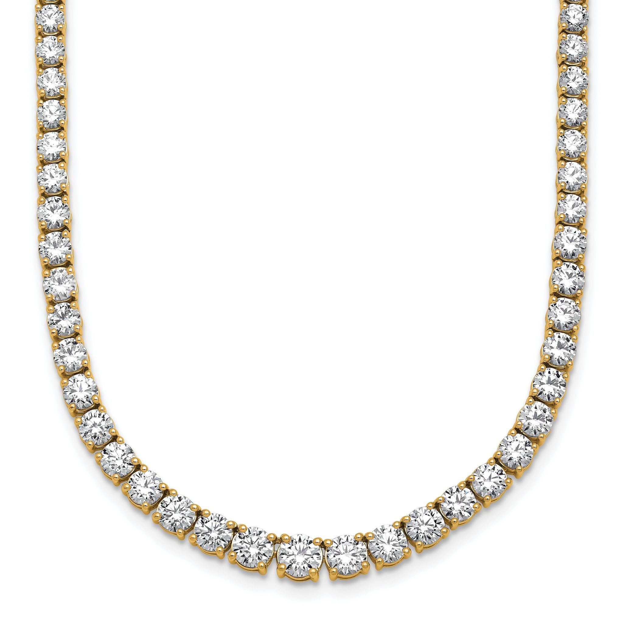 14k 14 1/2 carat Lab Grown Diamond VS+ F+ Complete Round 18 inch Graduated Tennis Necklace