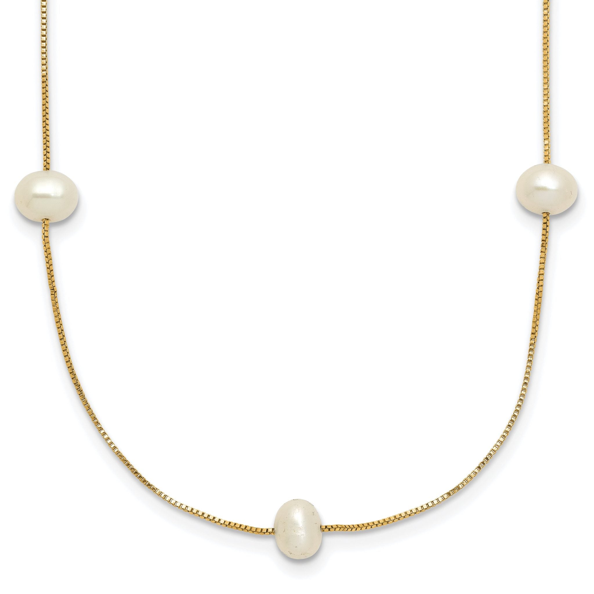 10k 5-6mm White Round Freshwater Cultured Pearl 9-Station 18 inch Necklace Main image