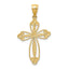 14K Gold Budded Cross Pendant with Reversible Design  32mm Elegant Charm
