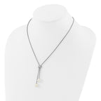 Sterling Silver Rhodium-plated 8-10mm White Teardrop Freshwater Cultured Pearl and CZ 18 inch with 2 inch Extension Necklace and Post Dangle Earrings Set
