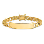 14k Hand-polished Solid Chain/Solid Plate Curb Link 44x12mm Plate 8 inch ID Bracelet