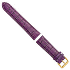 Crocodile-Grain Chronograph Watch Band in Violet Leather, 24mm