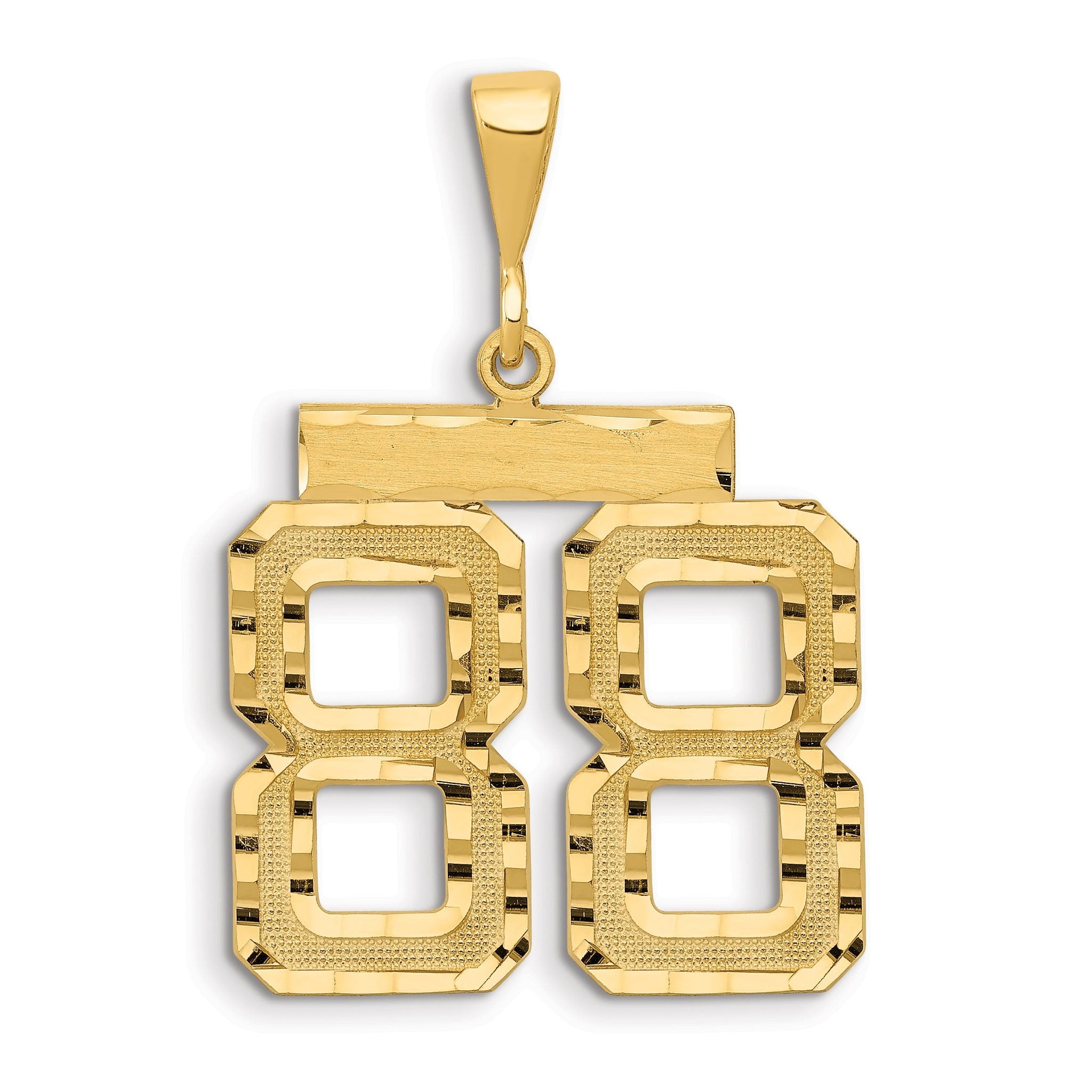 14K Gold Large Diamond-Cut Number 88 Charm with Brushed Finish Main image