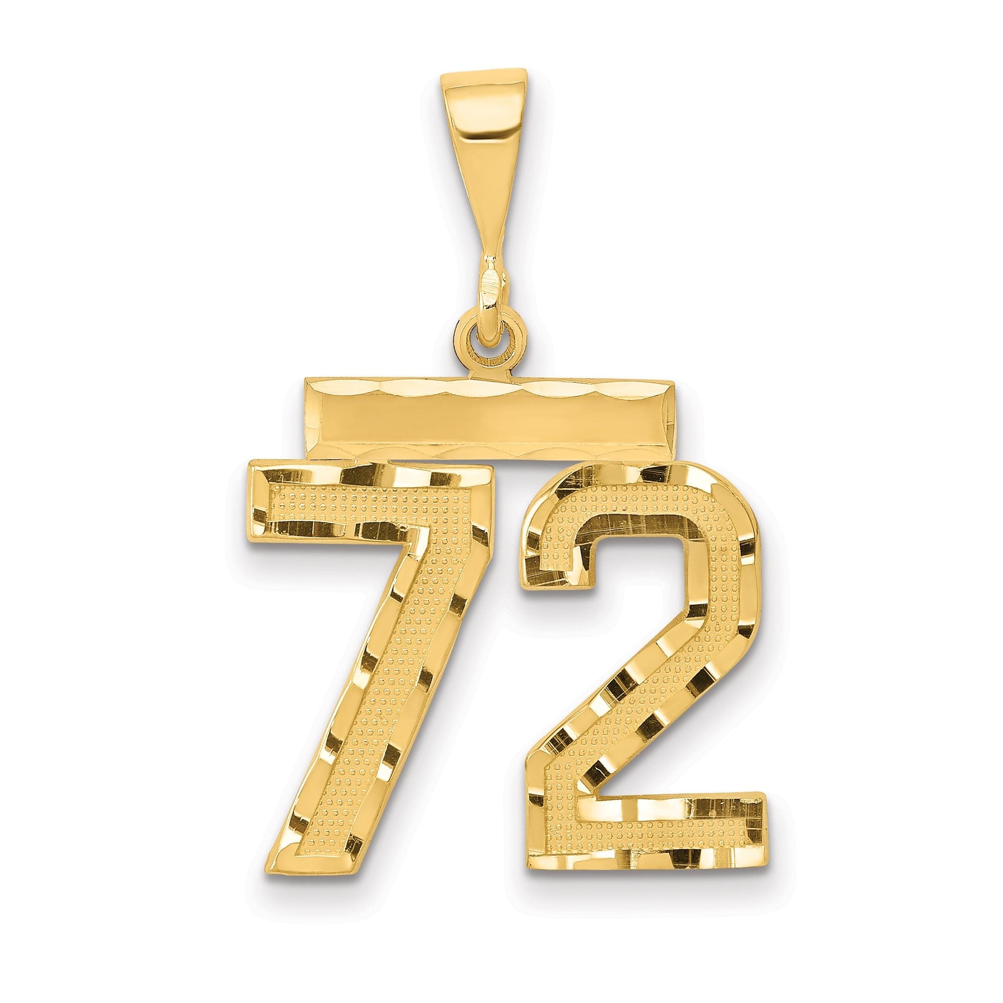 14K Gold Diamond-Cut Number 72 Charm Polished, Medium