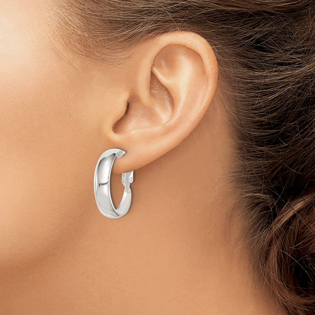 Sterling Silver Polished 6mm Omega Back Hoop Earrings
