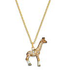 Luxury Giftware by Jere Pewter Bejeweled Crystals Gold-tone Enameled GINA & GEORGIE Mother & Baby Giraffes Trinket Box with Matching 18 Inch Necklace
