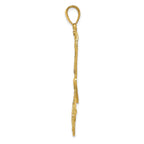 14K Gold and Rhodium Polished Dragonfly Pendant with Diamond-Cut Filigree
