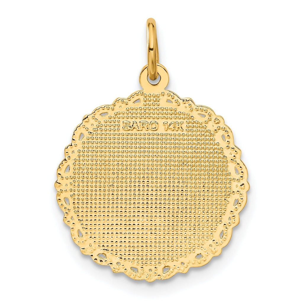 14K Gold Polished RN Nurse Disc Charm by Sophia Jewelers