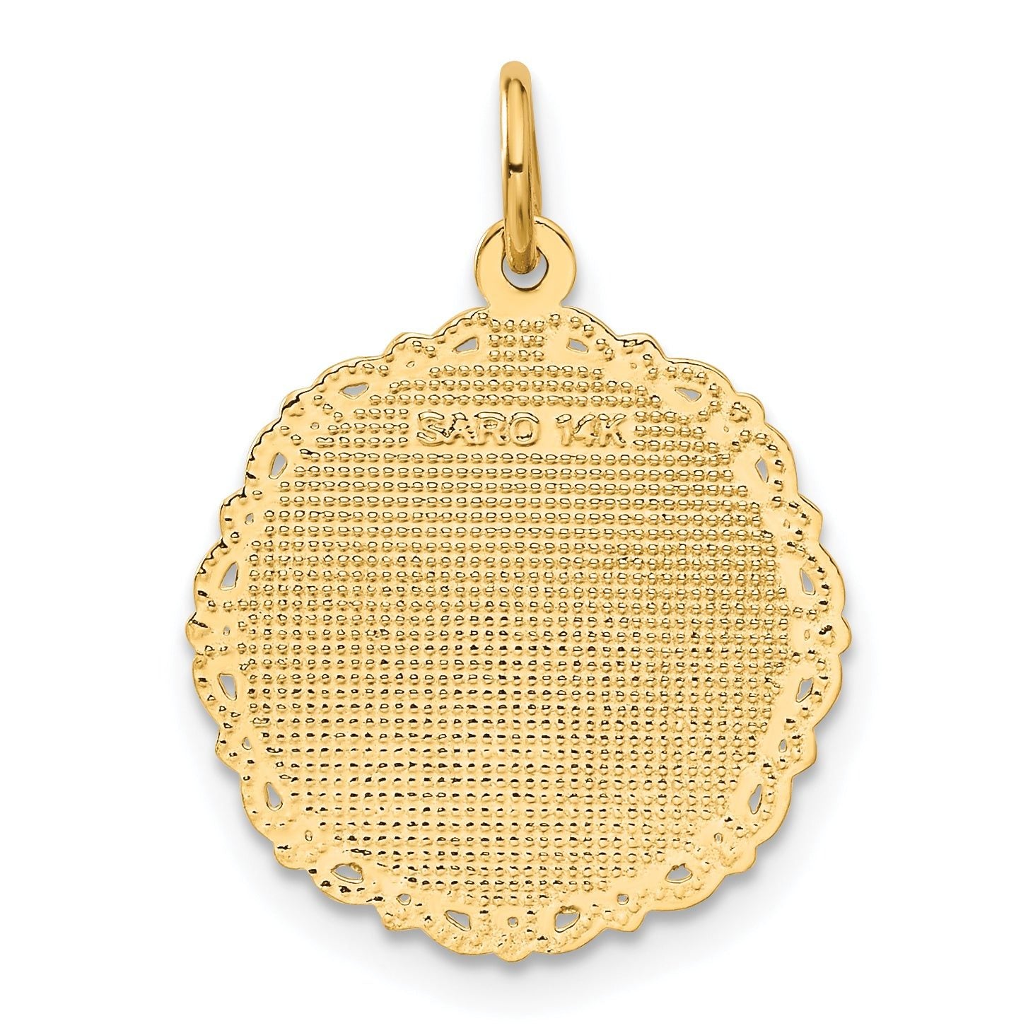 14K Gold Polished RN Nurse Disc Charm by Sophia Jewelers