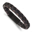 Stainless Steel Brushed Black IP-plated Black and Brown Leather Bracelet for Men