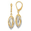 14K Two-Tone Gold Polished Leverback Earrings with Hollow Drop Design