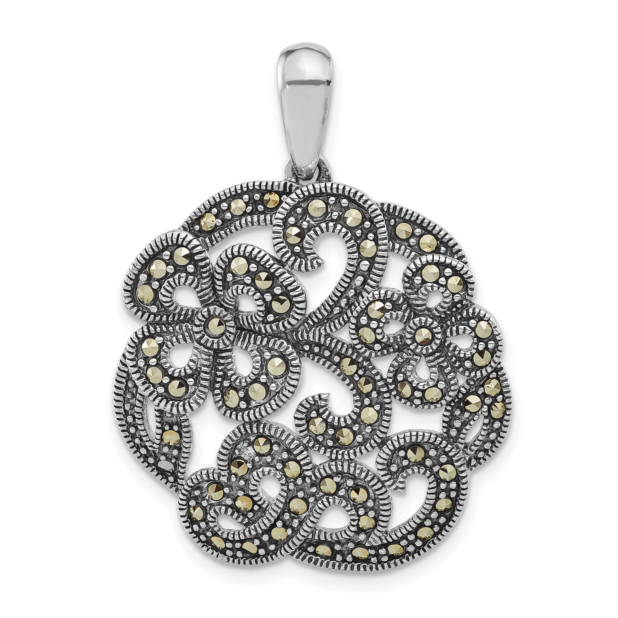 Sterling Silver Marcasite w/Flowers Pendant Main image