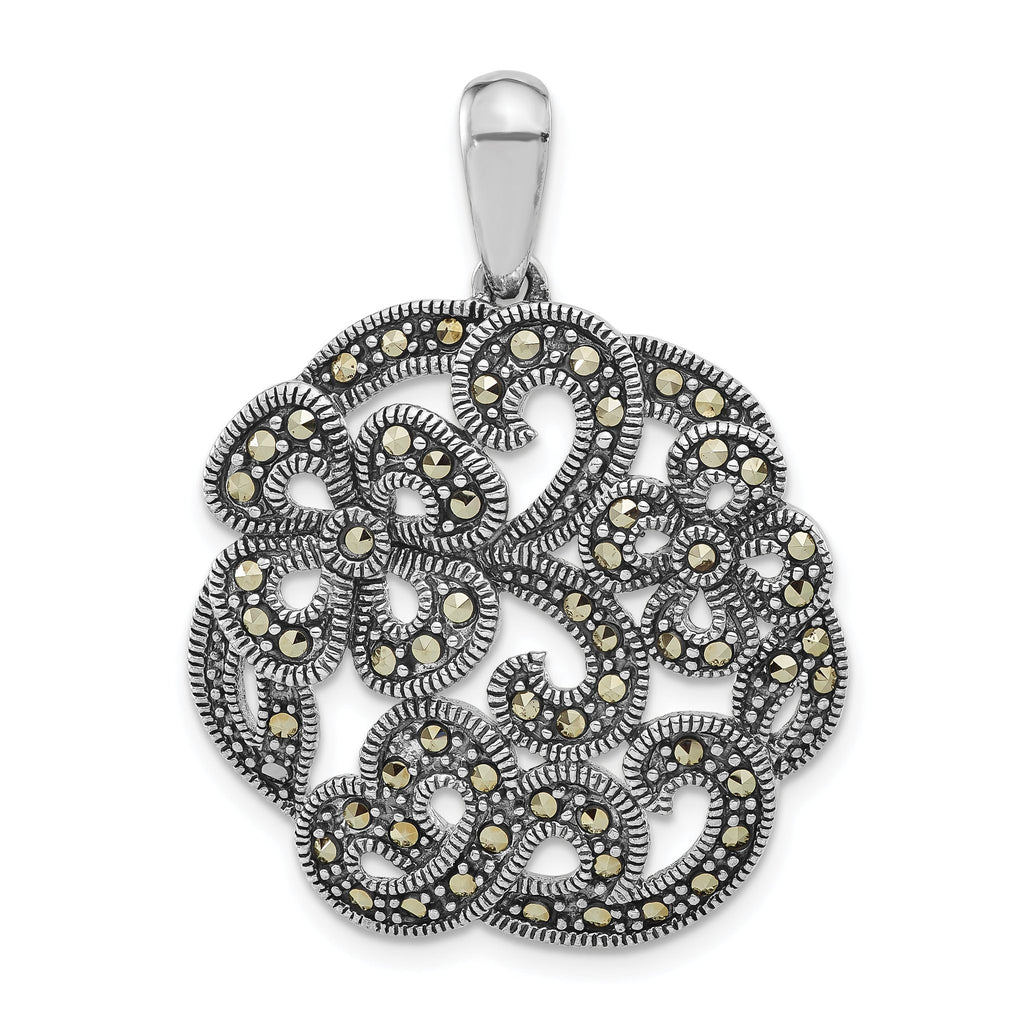 Sterling Silver Marcasite w/Flowers Pendant