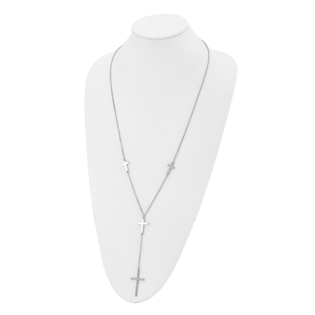 Cross Dangle Slip-On Necklace in Stainless Steel