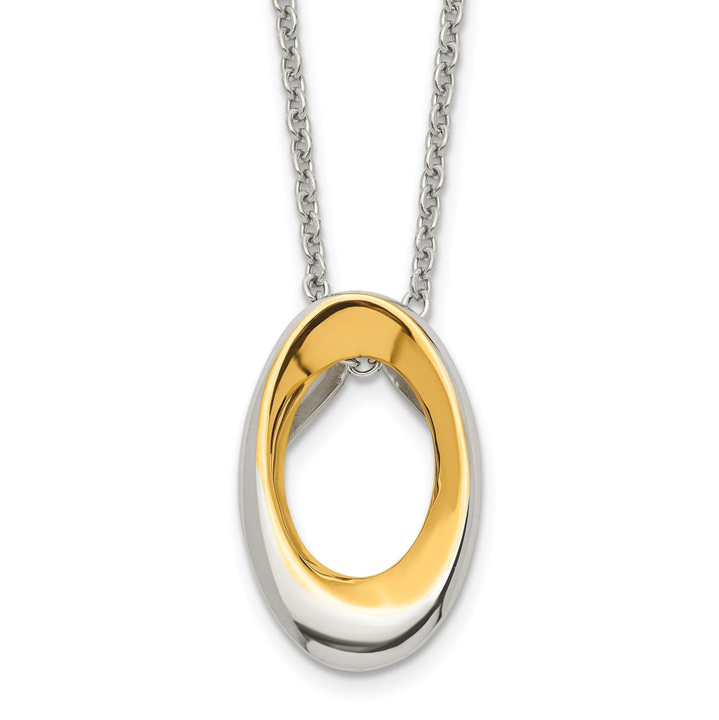 Yellow Gold-Tone Oval Link Necklace in Stainless Steel, 18"