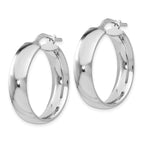 Sterling Silver 925 Polished Hoop Earrings with Rhodium Finish