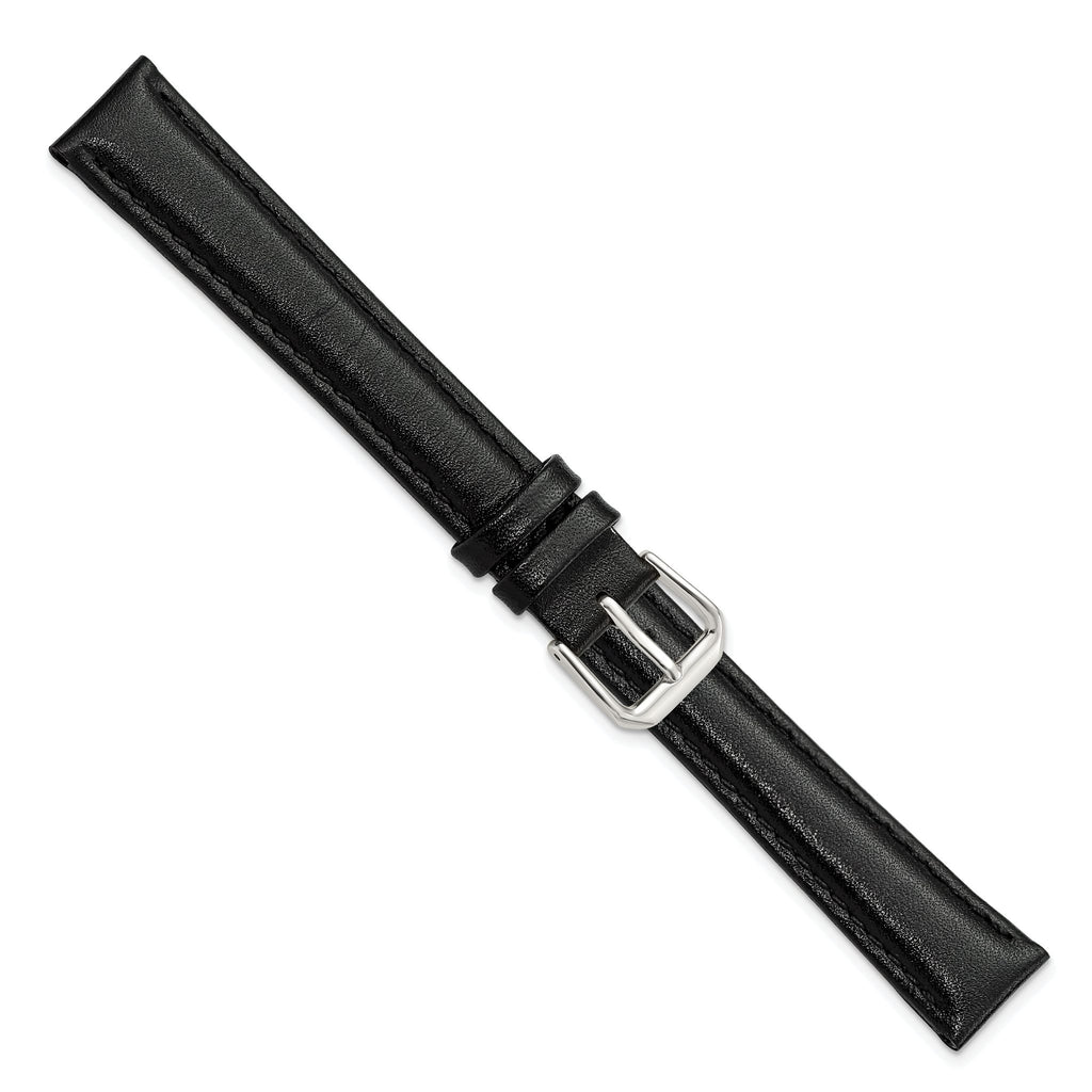 Extra-Long Smooth Leather Watch Band in Black, 18mm
