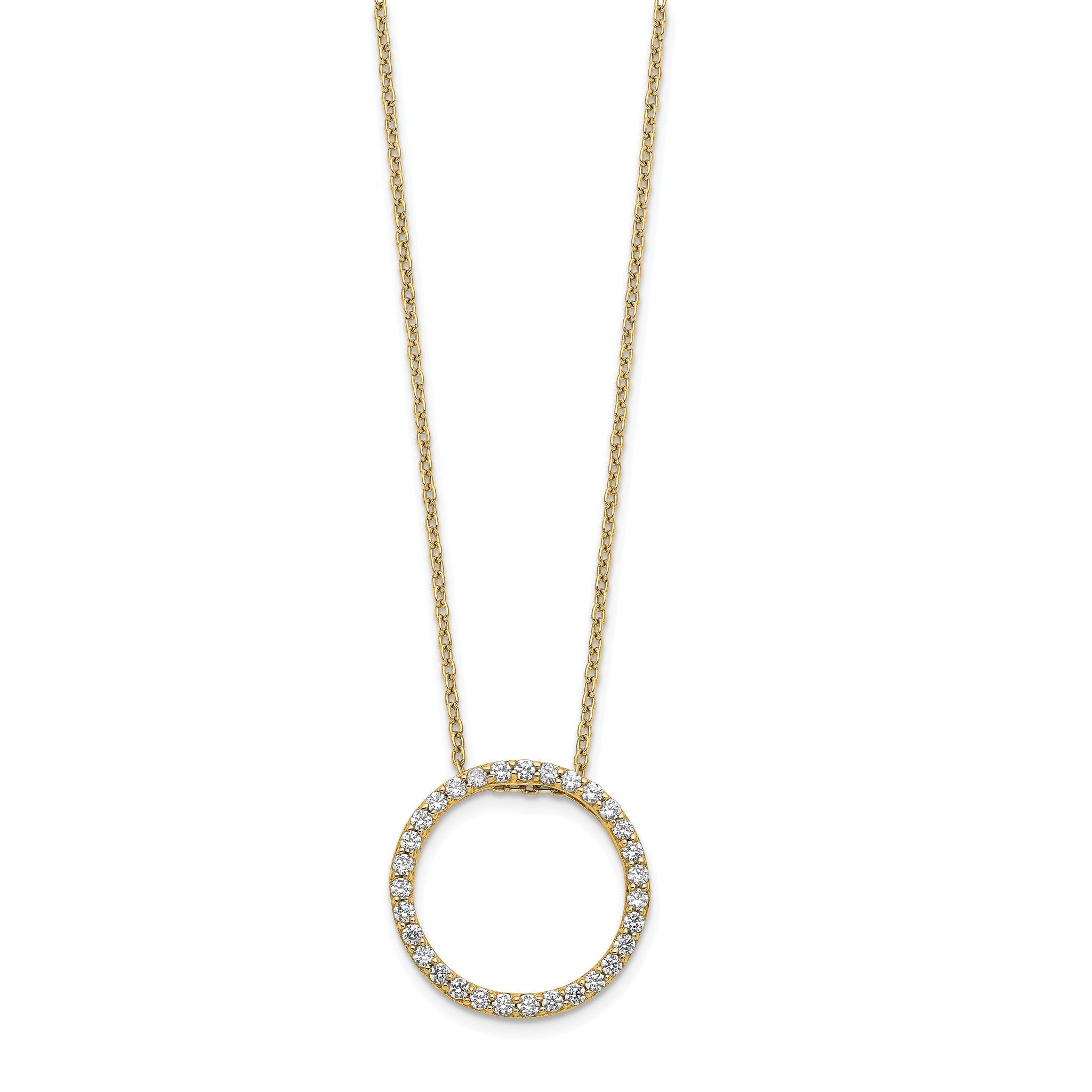 14k 1/2 carat Lab Grown Diamond VS/SI+ G+ 18 inch Round Pendant Necklace