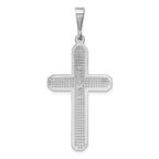 14K White Gold Cross Pendant with Polished Finish and Rhodium Plating