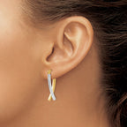 14K Two-Tone Gold Hinged Drop Earrings with Polished Finish Elegant Design