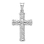 Sterling Silver 925 Polished 3D Latin Cross Pendant Rhodium-Plated