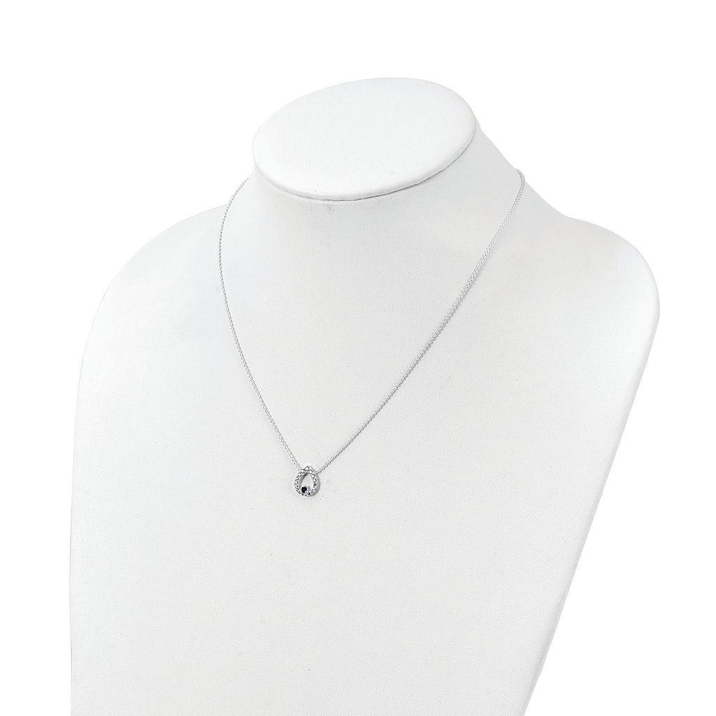Sterling Silver Polished CZ Teardrop Necklace