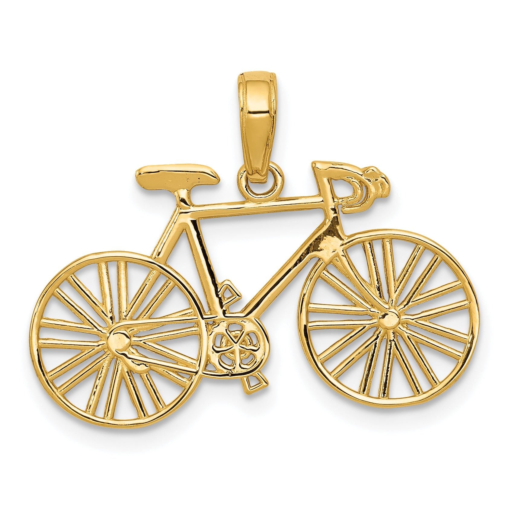 14K Gold Polished Bicycle Charm for Men  Solid Cast Design Main image