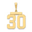 14K Gold Large Polished Number 30 Charm Elegant Themed Pendant