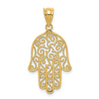 14K Gold Filigree Hamsa Pendant with Solid Craftsmanship and Elegant Design
