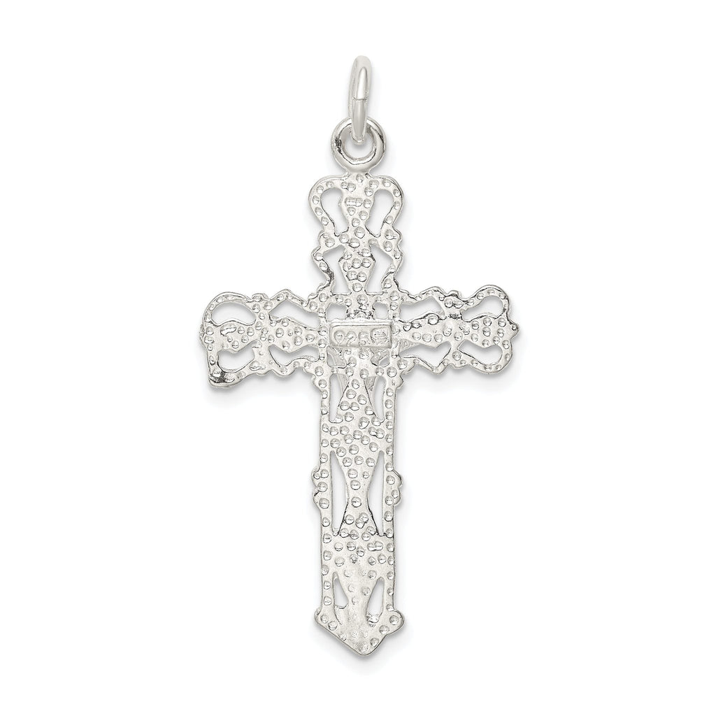 Sterling Silver 925 Polished Crucifix Pendant with Anti-Tarnish Finish