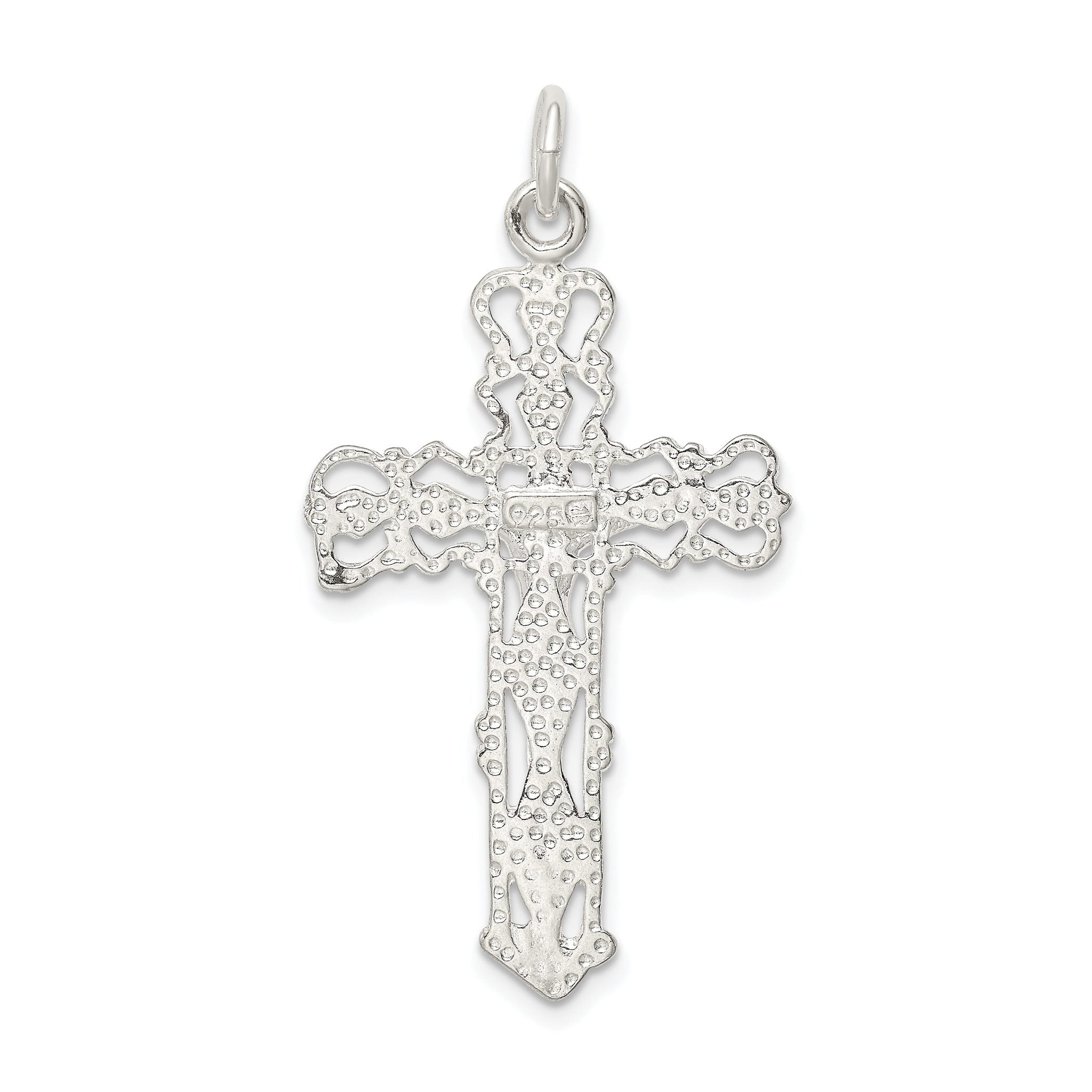 Sterling Silver 925 Polished Crucifix Pendant with Anti-Tarnish Finish