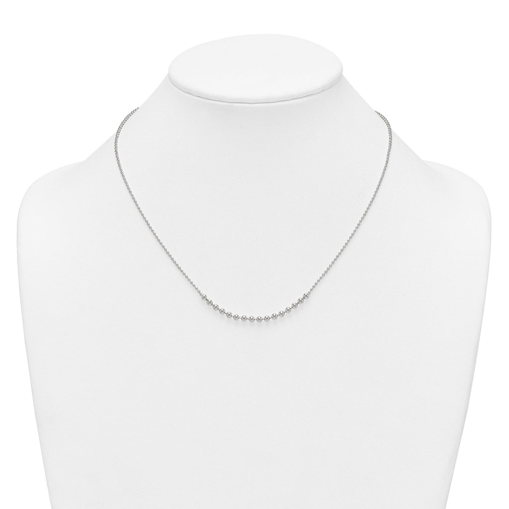 Sterling Silver Polished Center Beaded 18 Inch Necklace