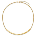 14K Polished and Diamond-cut Bar Double Chain w/2in ext. Necklace