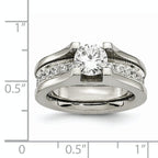 Sophia Jewelers Titanium Sterling Silver CZ Ring Polished Two-Tone Elegance