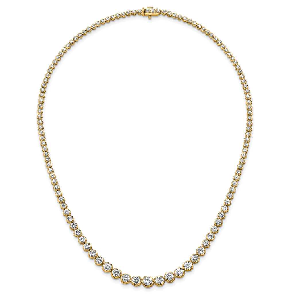 14k 10 1/2 carat Certified Lab Grown Diamond VS+ F+ Complete Round 16 inch Graduated Tennis Necklace