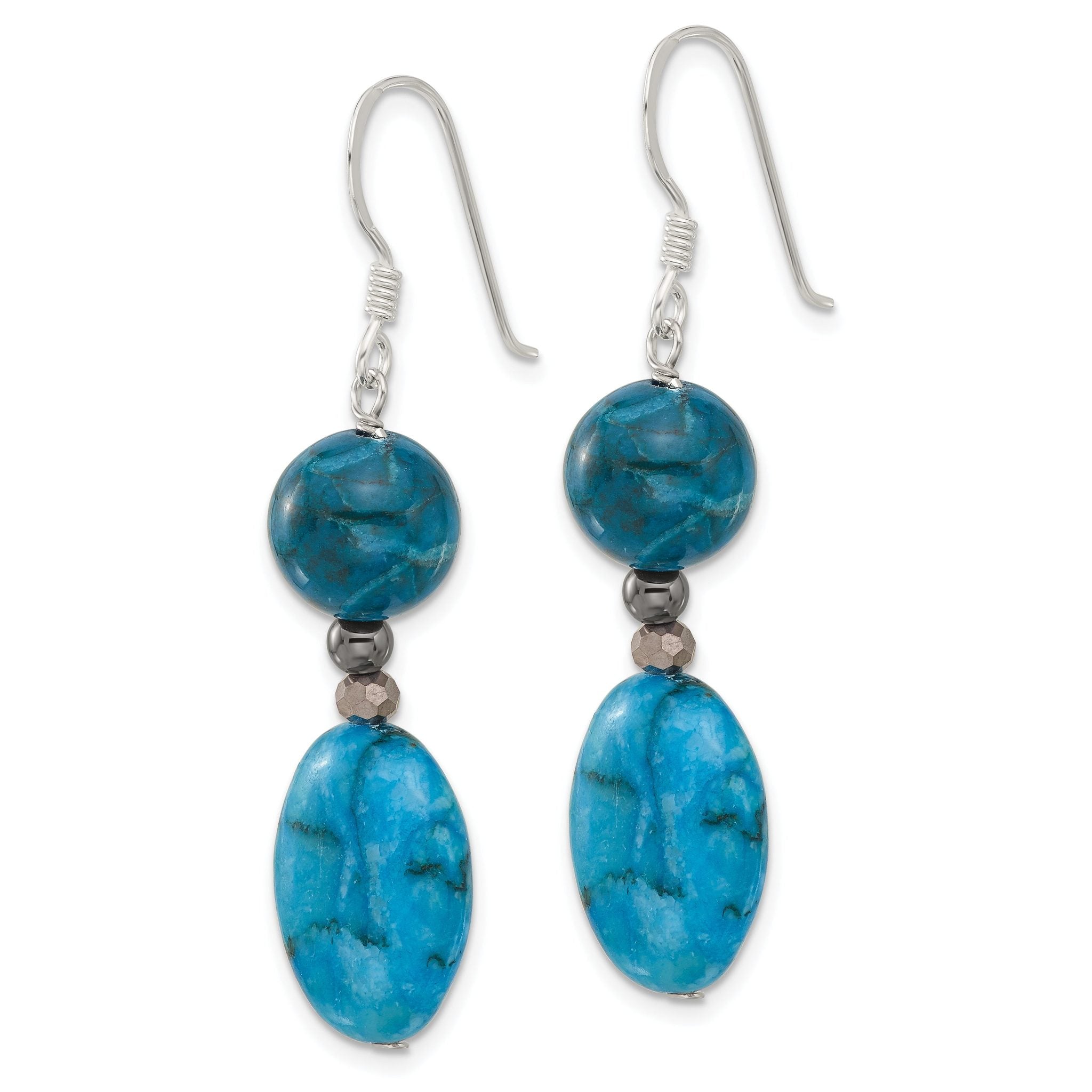 Sterling Silver Hematite, Howlite, Jasper, Crystal Earrings Secondary image