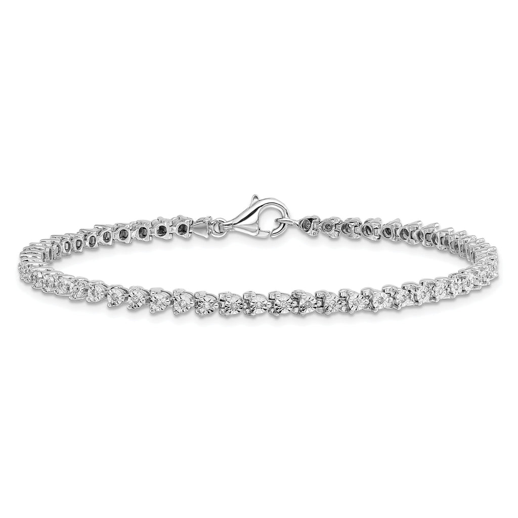 Sterling Silver Rhodium-plated Diam. Tennis Bracelet