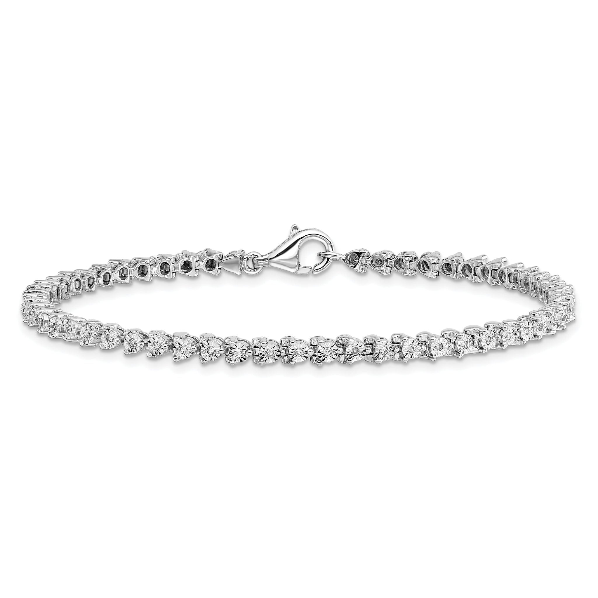 Sterling Silver Rhodium-plated Diam. Tennis Bracelet
