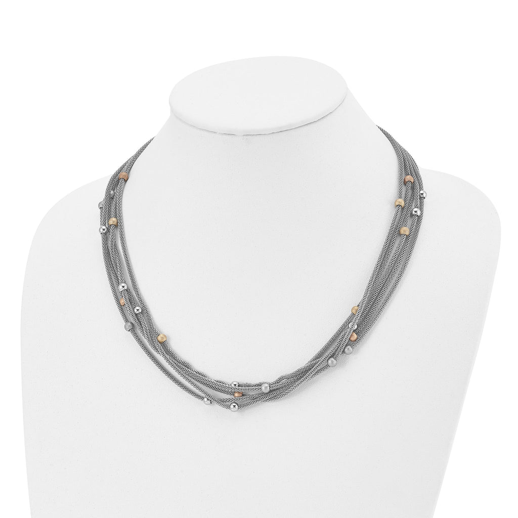 Two-Tone Mesh Necklace in Stainless Steel