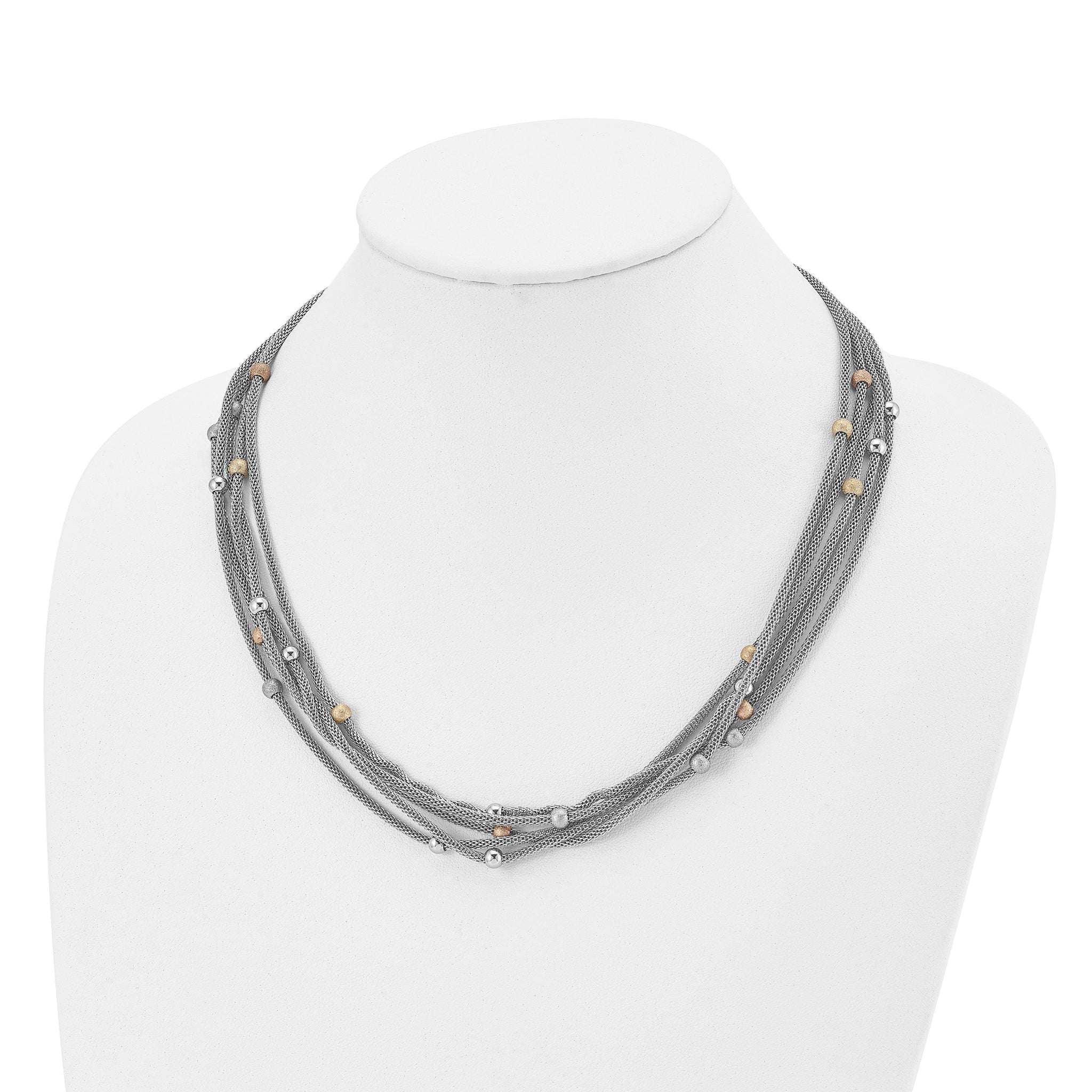 Two-Tone Mesh Necklace in Stainless Steel