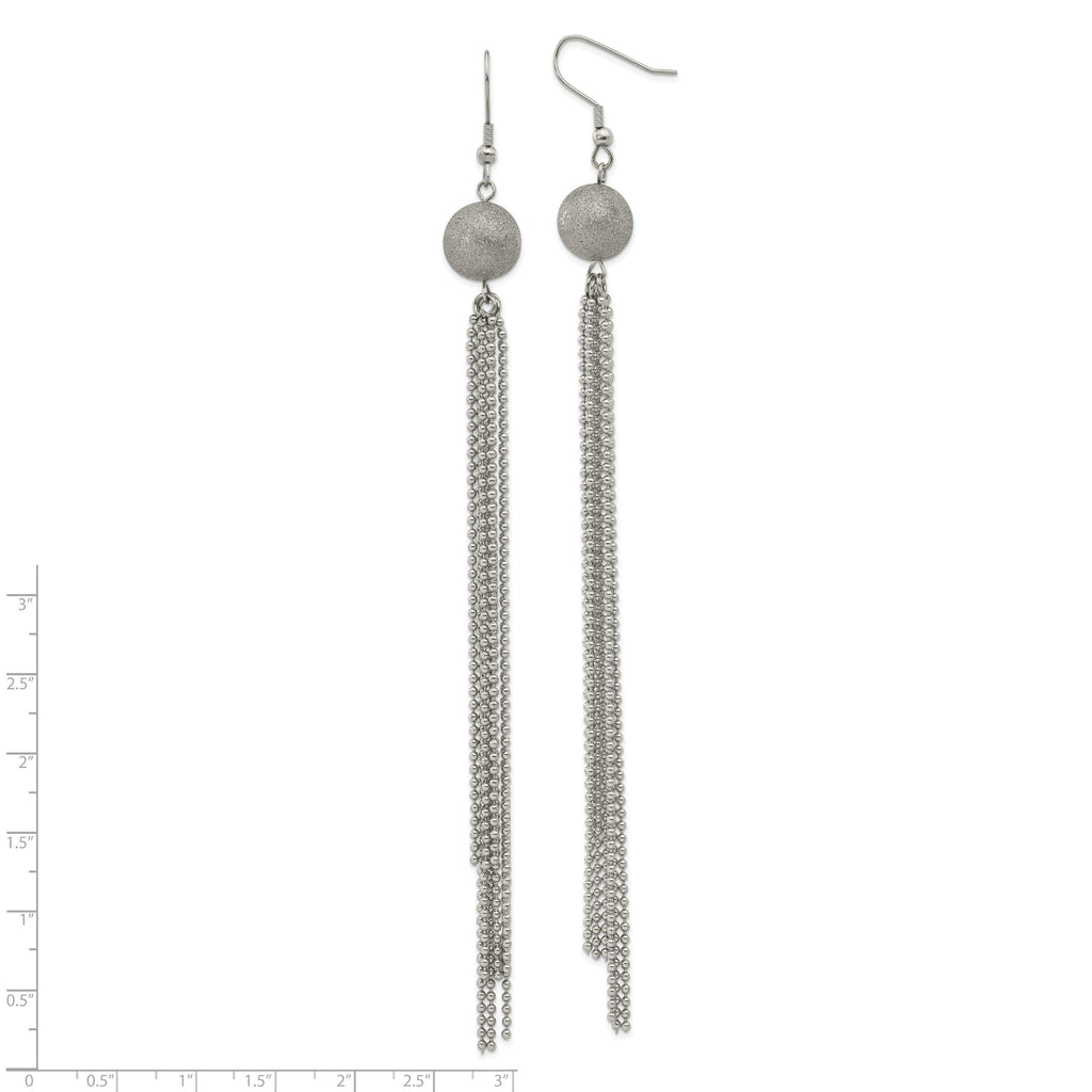 Stainless Steel Polished & Laser Design Drop Dangle Earrings for Women